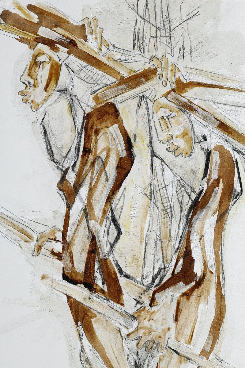 Dessin Et Peinture Sur Papier De Pôl Roux: M'bour-photo-4