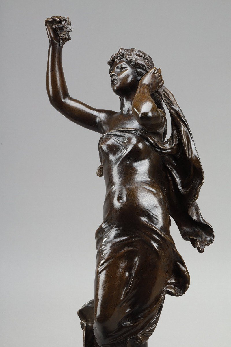 l'Aurore: Bronze Proof With Nuanced Red-brown Patina After Hippolyte Moreau-photo-2