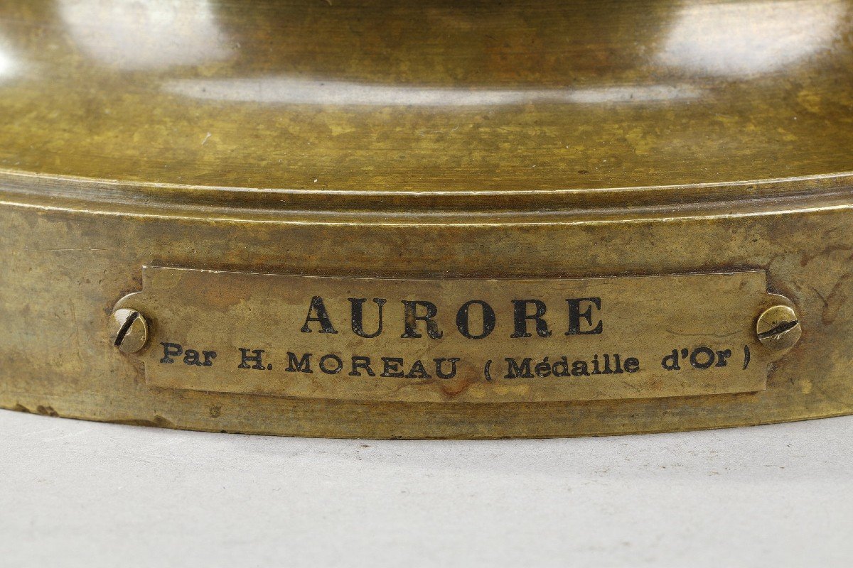 l'Aurore: Bronze Proof With Nuanced Red-brown Patina After Hippolyte Moreau-photo-7