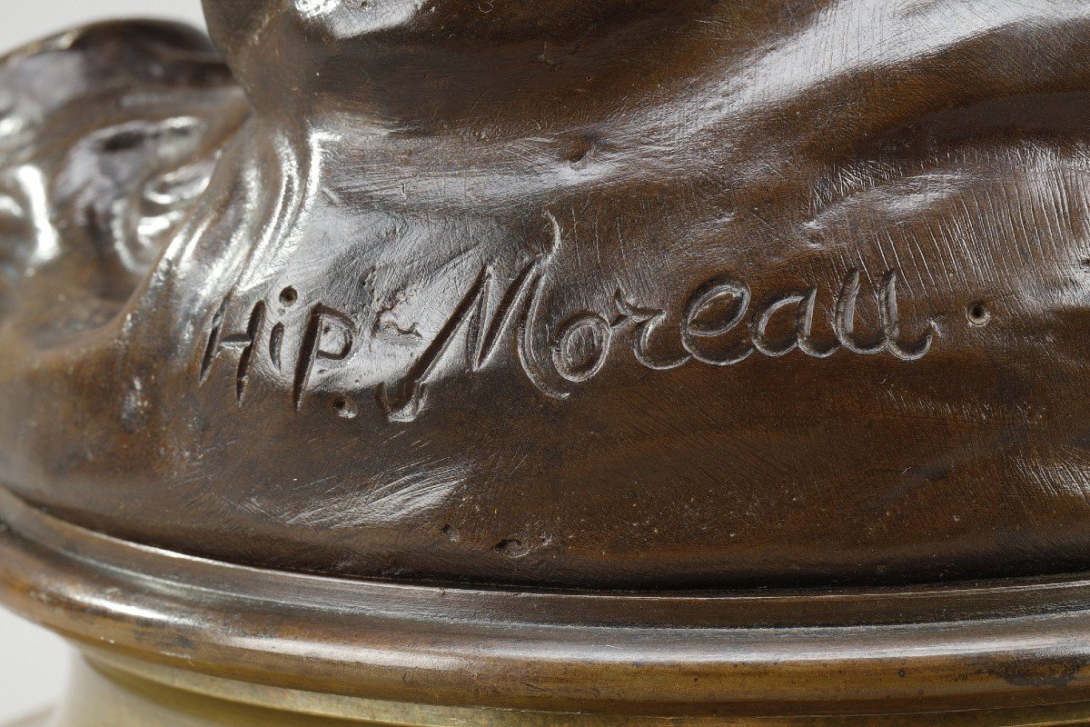 l'Aurore: Bronze Proof With Nuanced Red-brown Patina After Hippolyte Moreau-photo-8