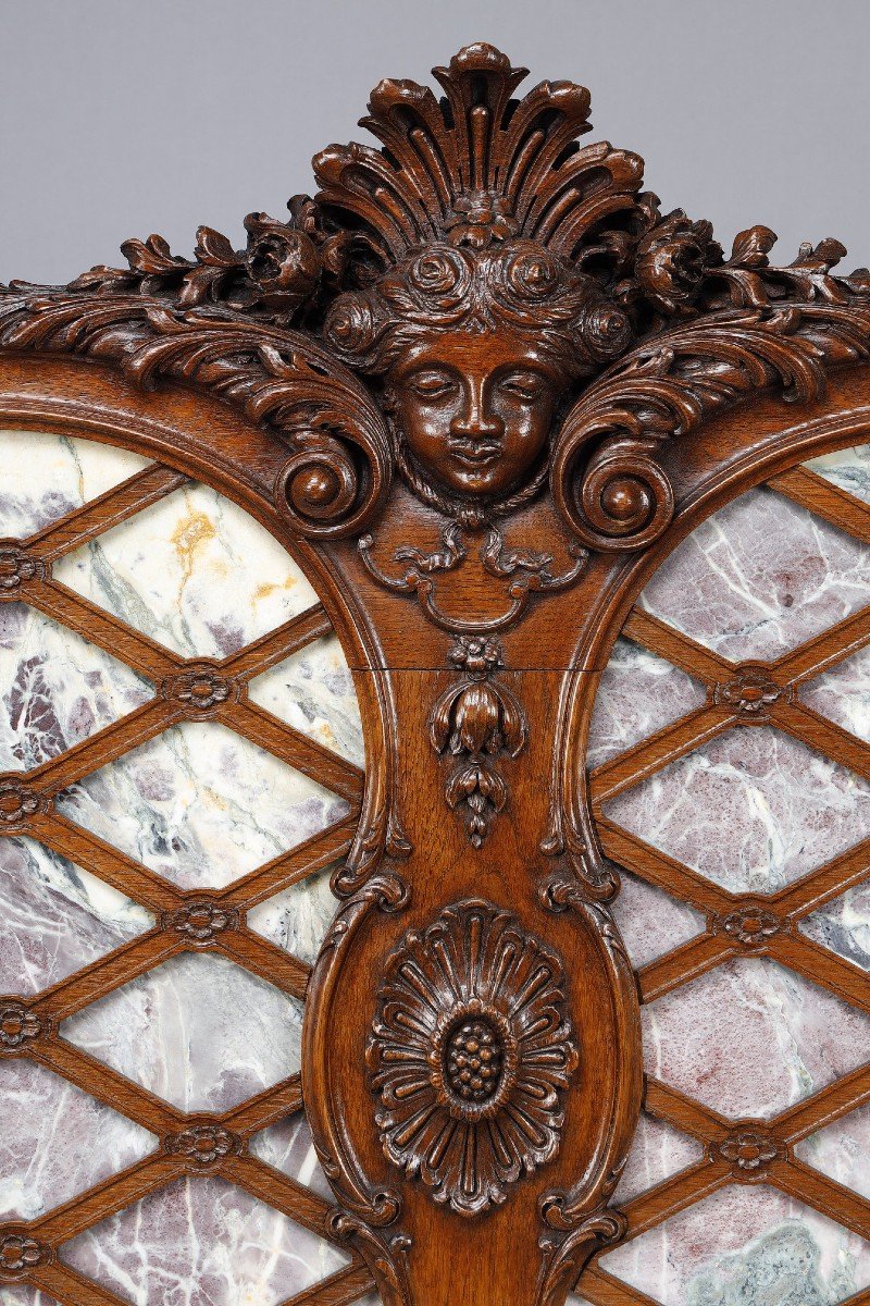 Pair Of Regency Style Molded Oak And Marble Sideboards-photo-5