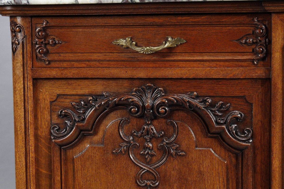 Pair Of Regency Style Molded Oak And Marble Sideboards-photo-7