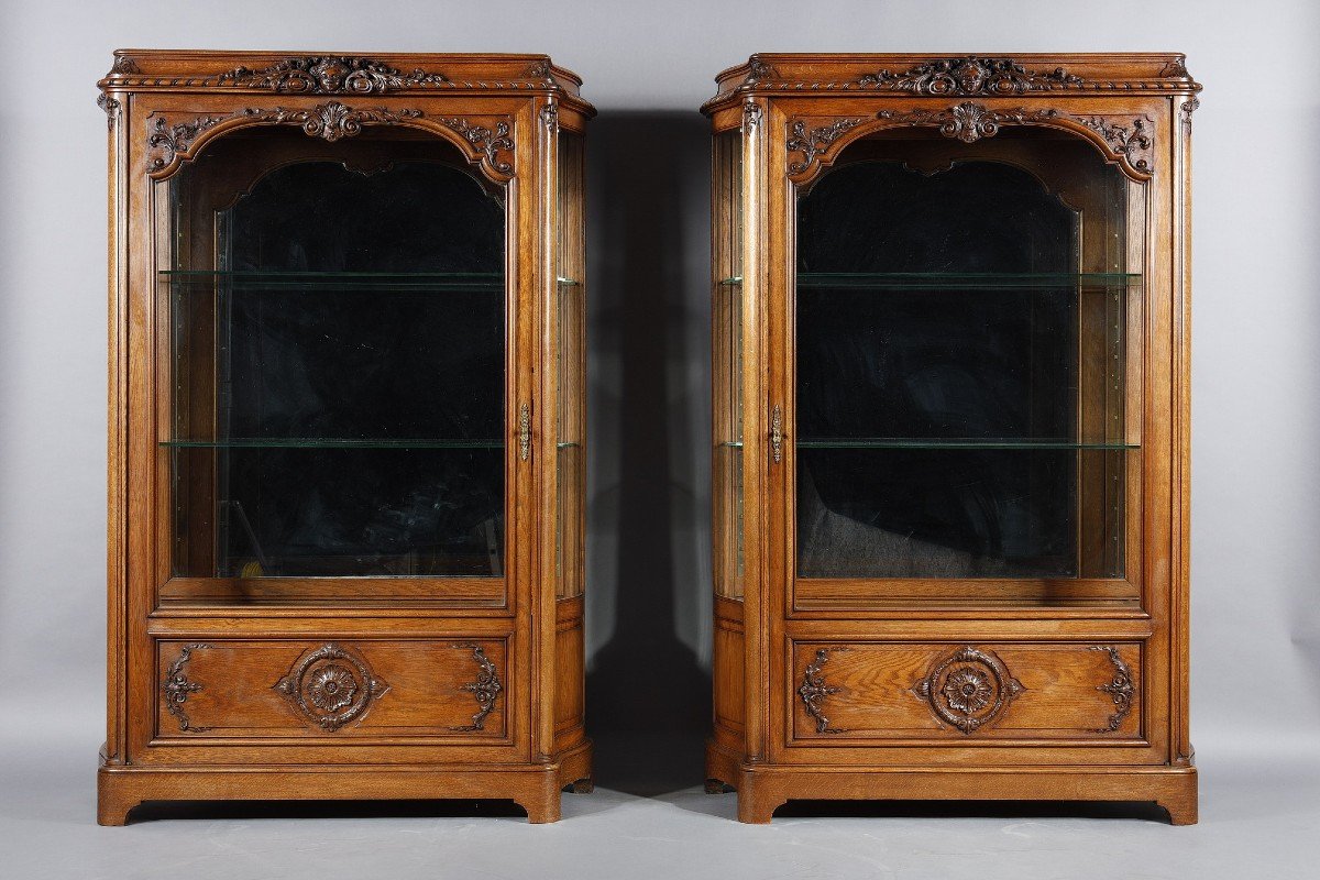 Pair Of Argentier Or Showcase With A Large Regency Style Door-photo-2