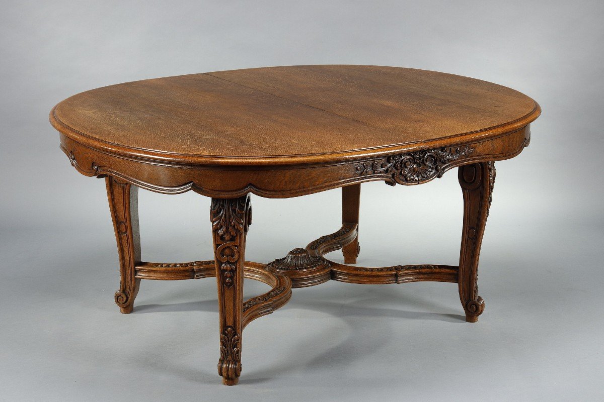Dining Room Table In Molded And Carved Wood In Regency Style-photo-3