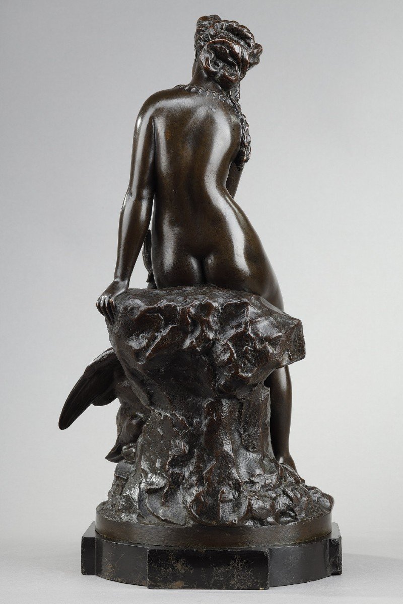 Bronze “leda And The Swan” By Louis Kley (1833-1911)-photo-2
