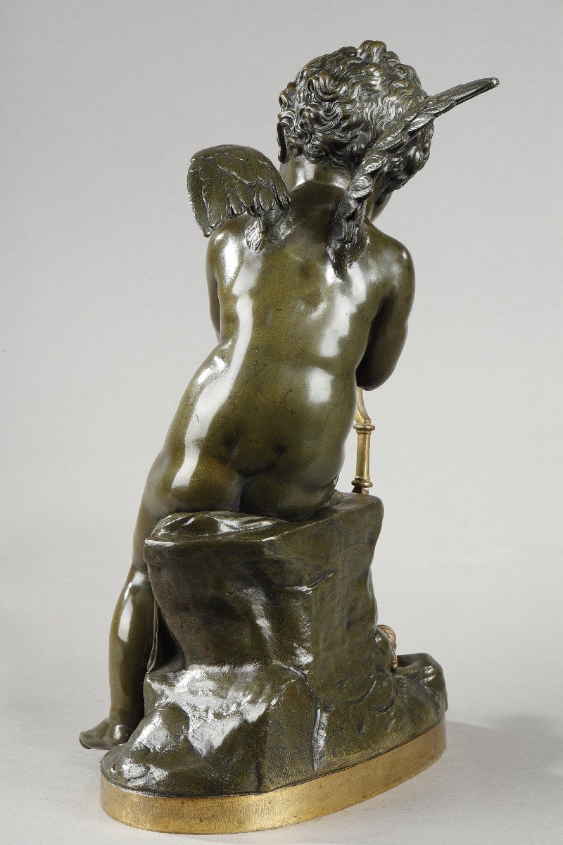Bronze Of Cupid Bending His Bow After Lemire (1741-1827)-photo-2