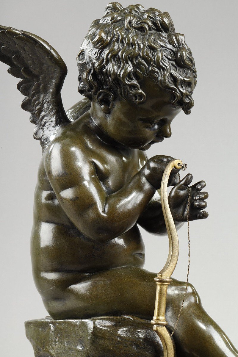 Bronze Of Cupid Bending His Bow After Lemire (1741-1827)-photo-6