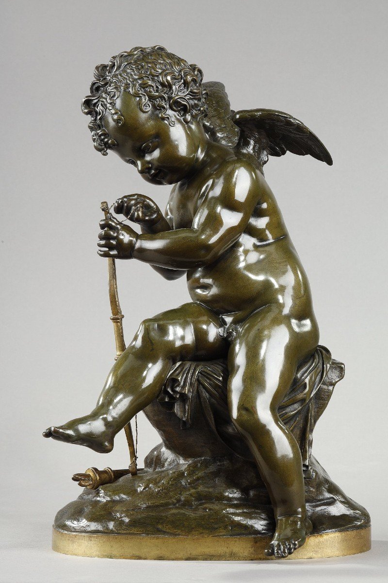Bronze Of Cupid Bending His Bow After Lemire (1741-1827)