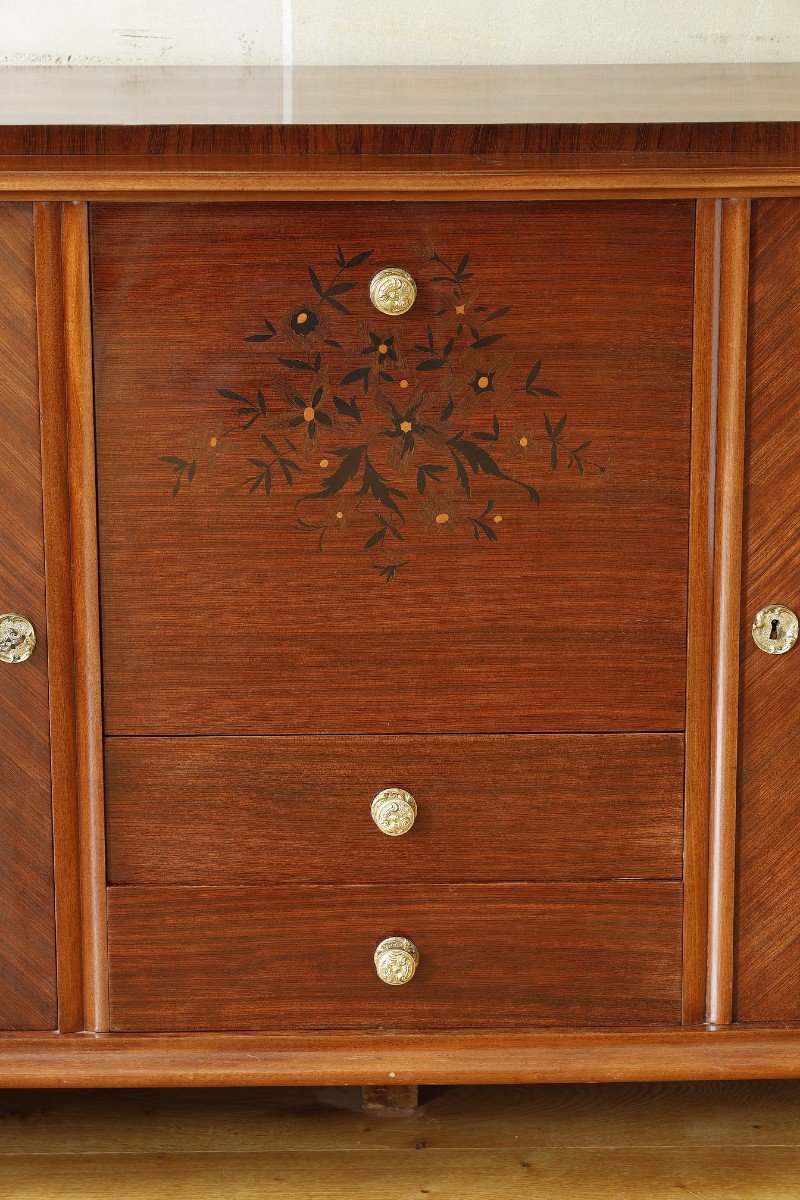 Enfilade En Bois De Rose Et Palissandre Dans Le Goût De Jules Leleu-photo-4