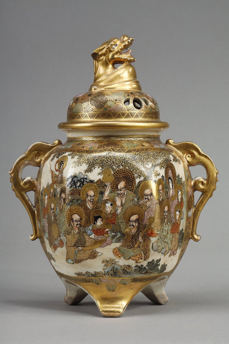 Covered Satsuma Porcelain Perfume Burner 