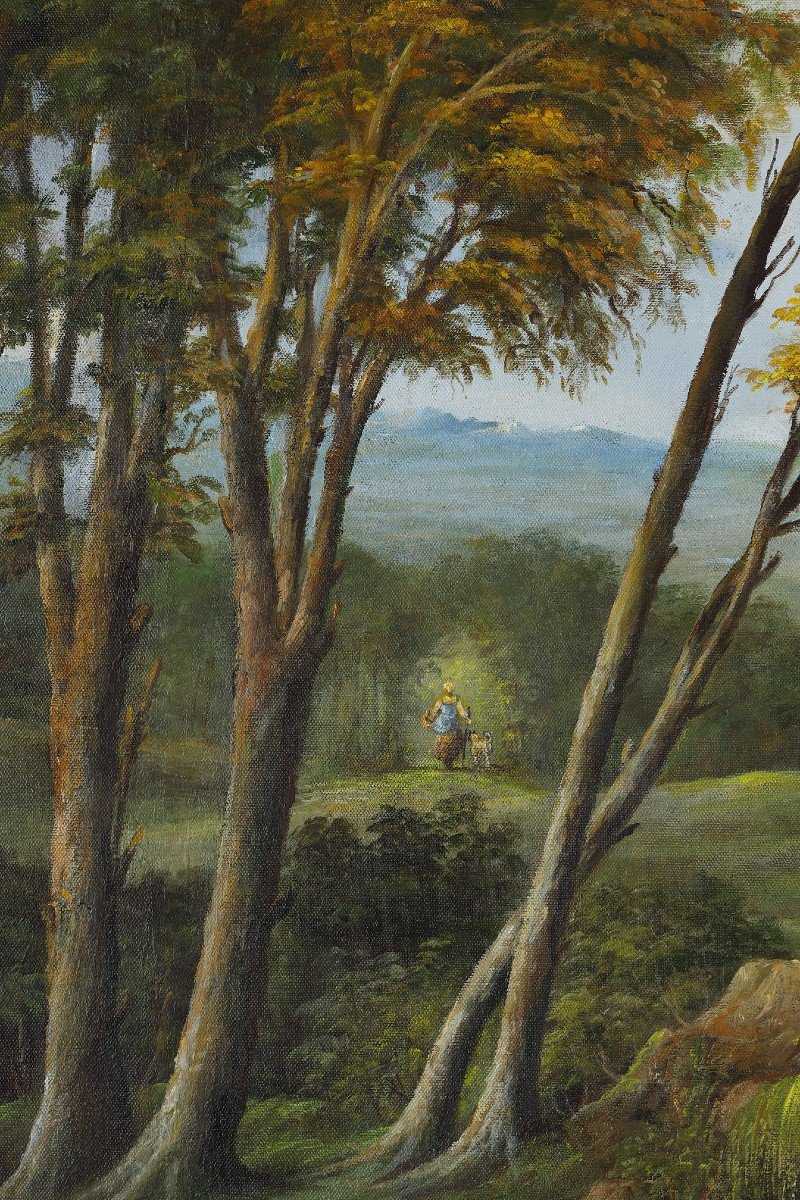 Large Panoramic Canvas With Bathers In The Middle Of A Large Landscape-photo-6