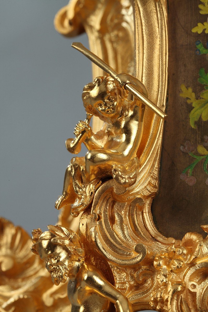 Rocaille Pendulum In Gilt Bronze-photo-4
