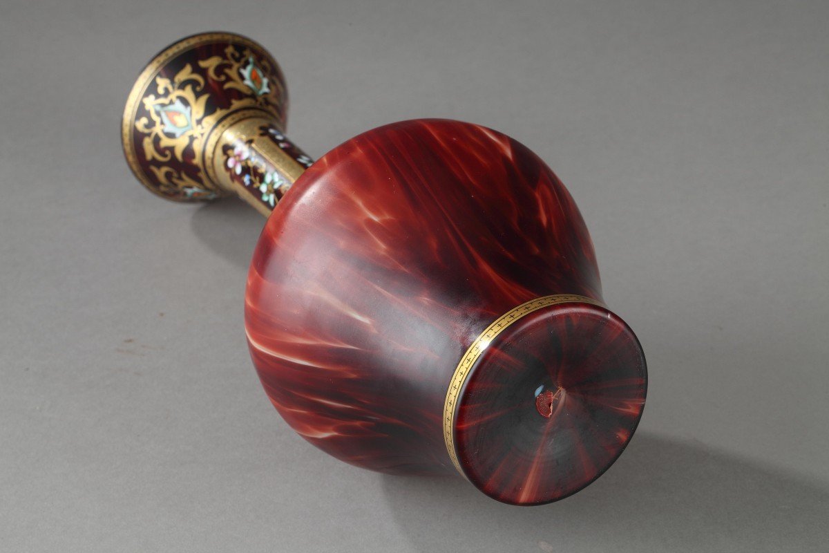 Opaline Glass Vase With Oriental Decor-photo-4
