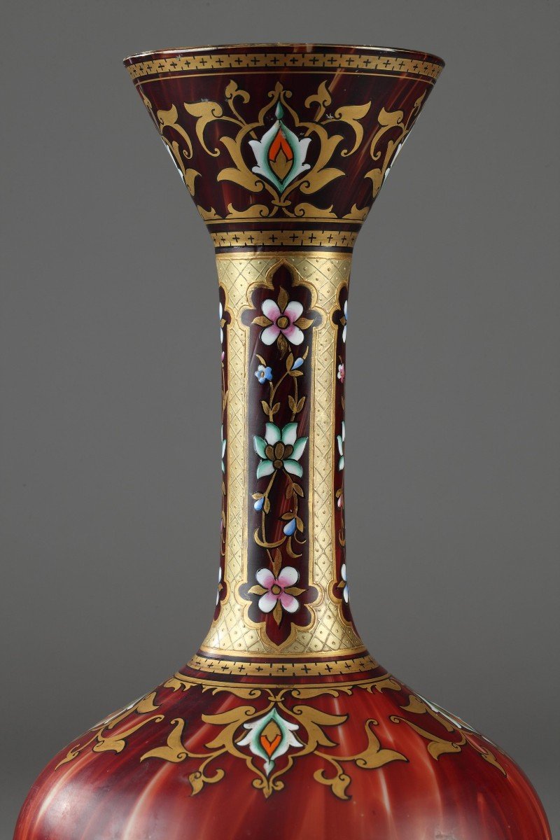 Opaline Glass Vase With Oriental Decor-photo-1