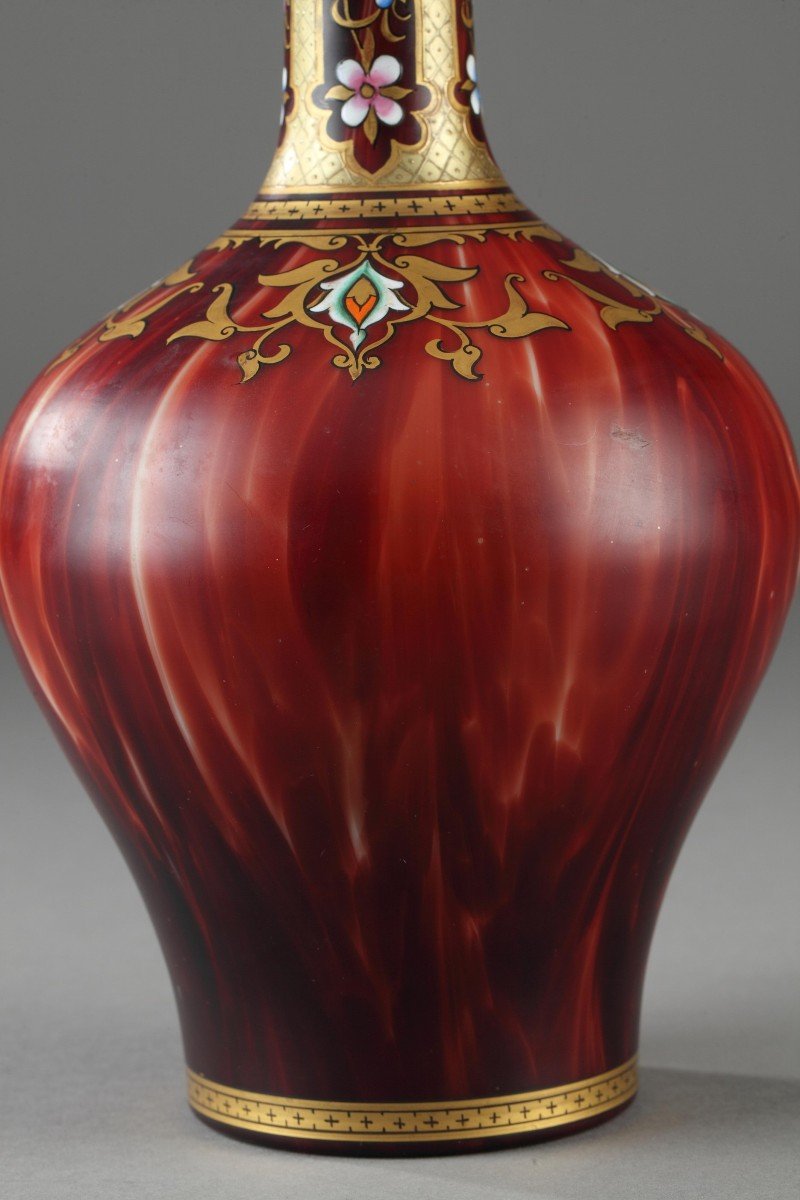 Vase En Verre Opalin à Décor Oriental-photo-2