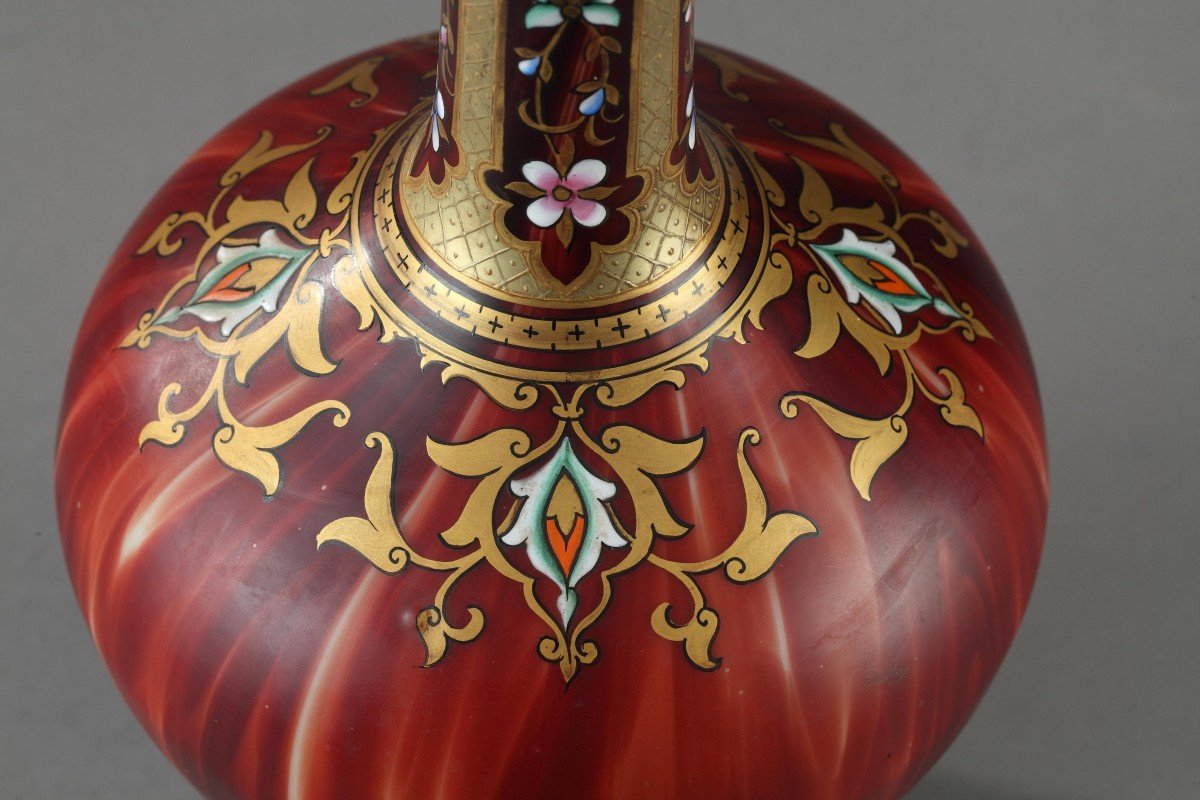Opaline Glass Vase With Oriental Decor-photo-3