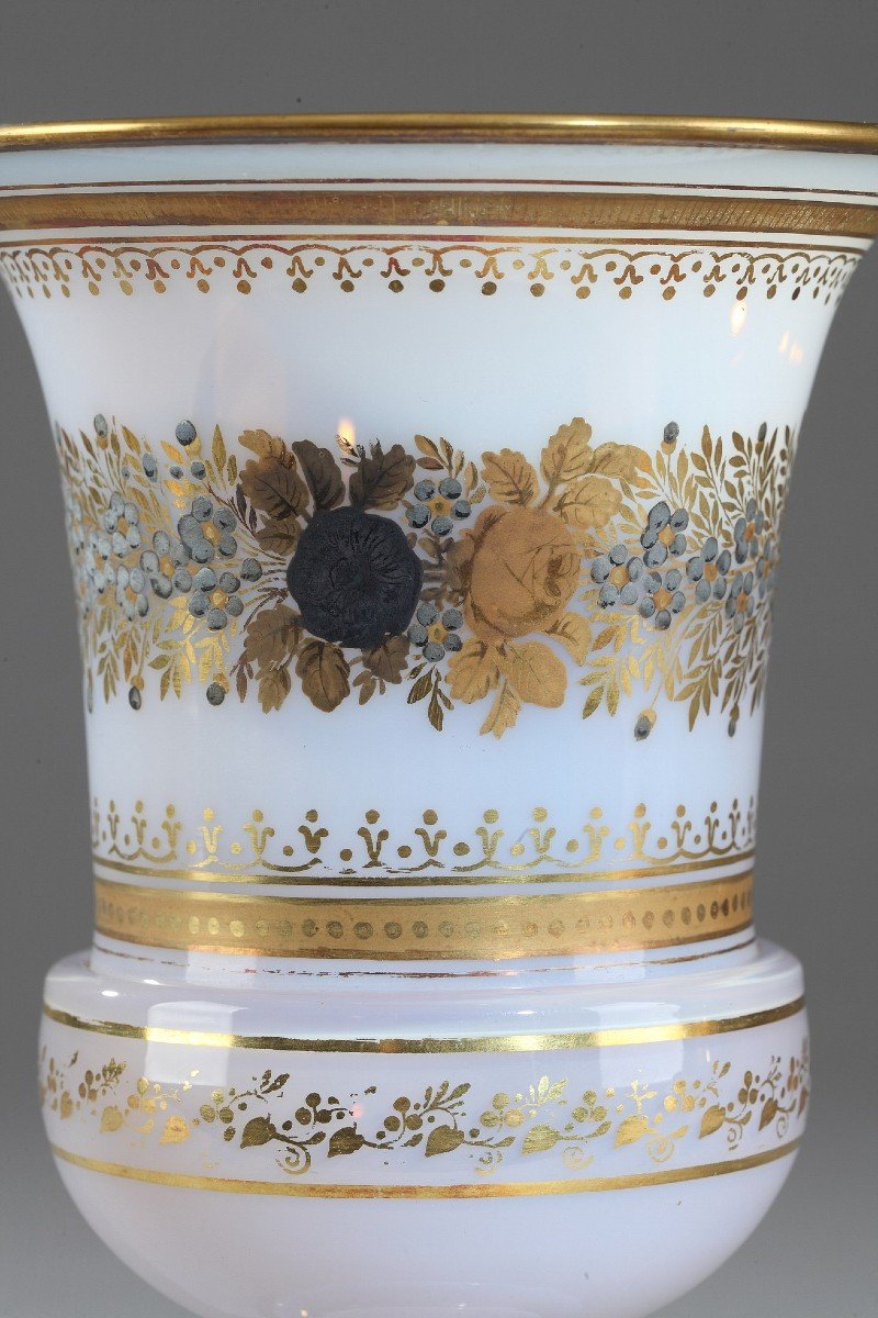 Pair Of Medici Opaline Vases With Desvignes Decor-photo-2