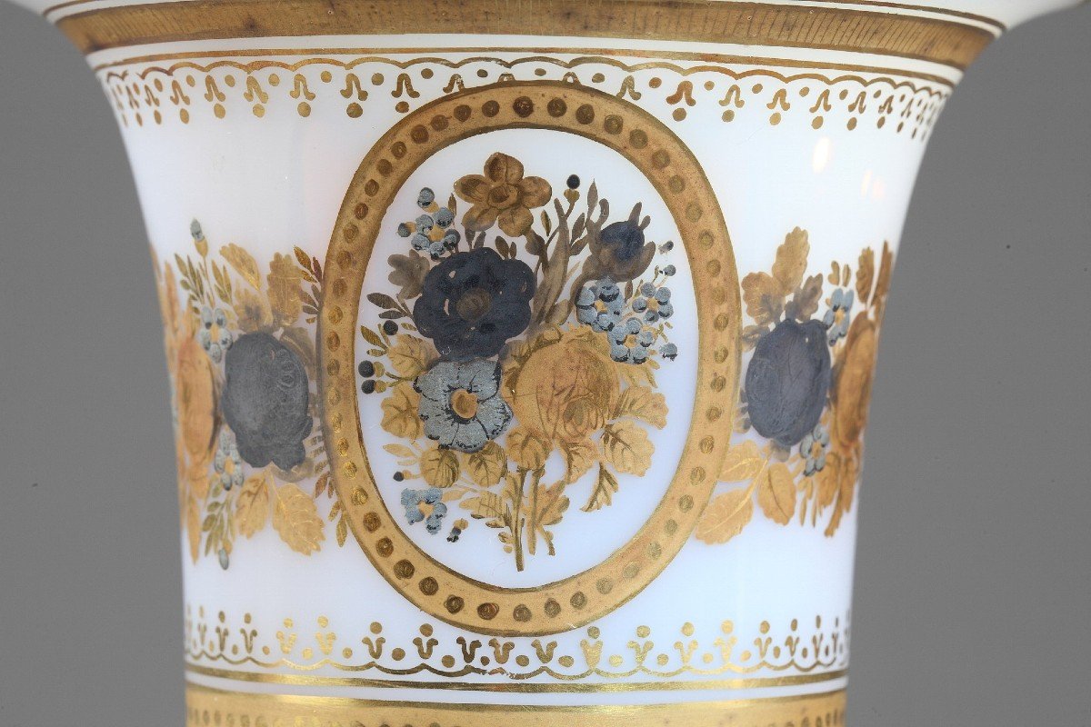 Pair Of Medici Opaline Vases With Desvignes Decor-photo-8