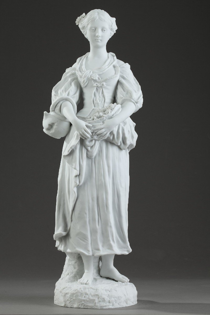Biscuit Statuette "young Girl With A Broken Jug", 19th Century