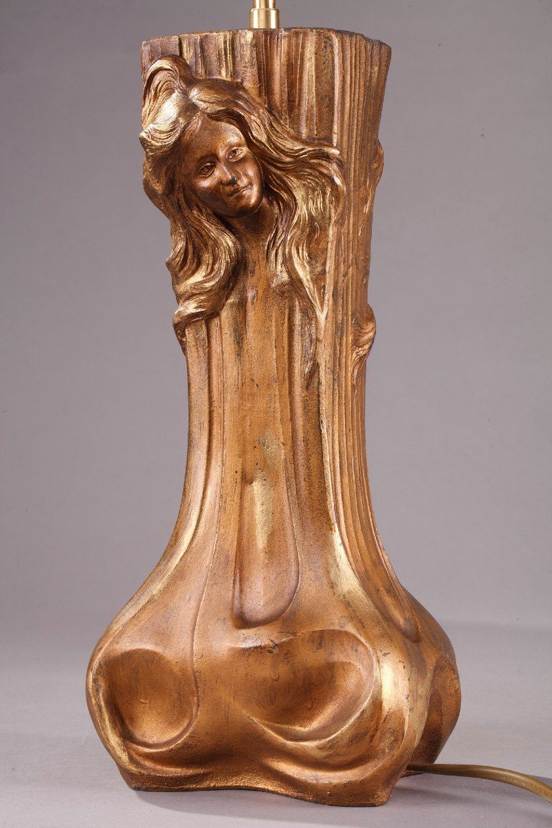 Two Art Nouveau Vases “with Nymphs” Mounted As Bedside Lamps -photo-5