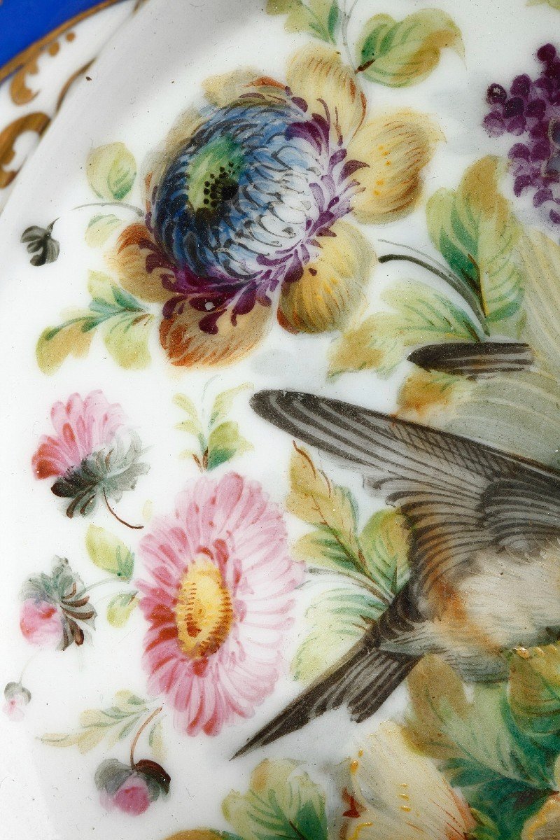 Présentoir Ancien à Dauphin En Porcelaine Polychrome Et Or, 19ème Siècle-photo-7