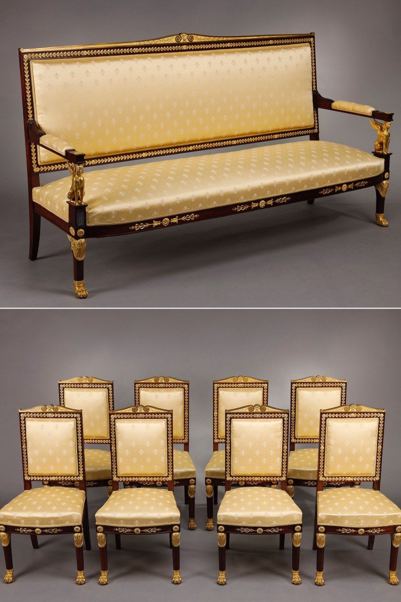 Un Majestueux Salon De Style Empire En Acajou Et Bronzes Dorés