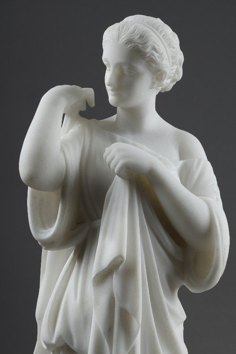 Marble Sculpture Of Diane De Gabies Signed By Pugi-photo-3