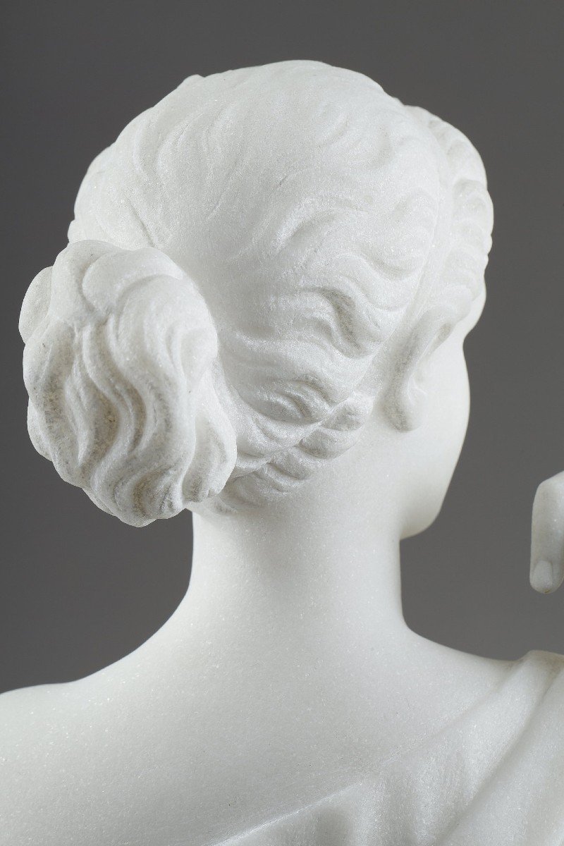 Marble Sculpture Of Diane De Gabies Signed By Pugi-photo-7