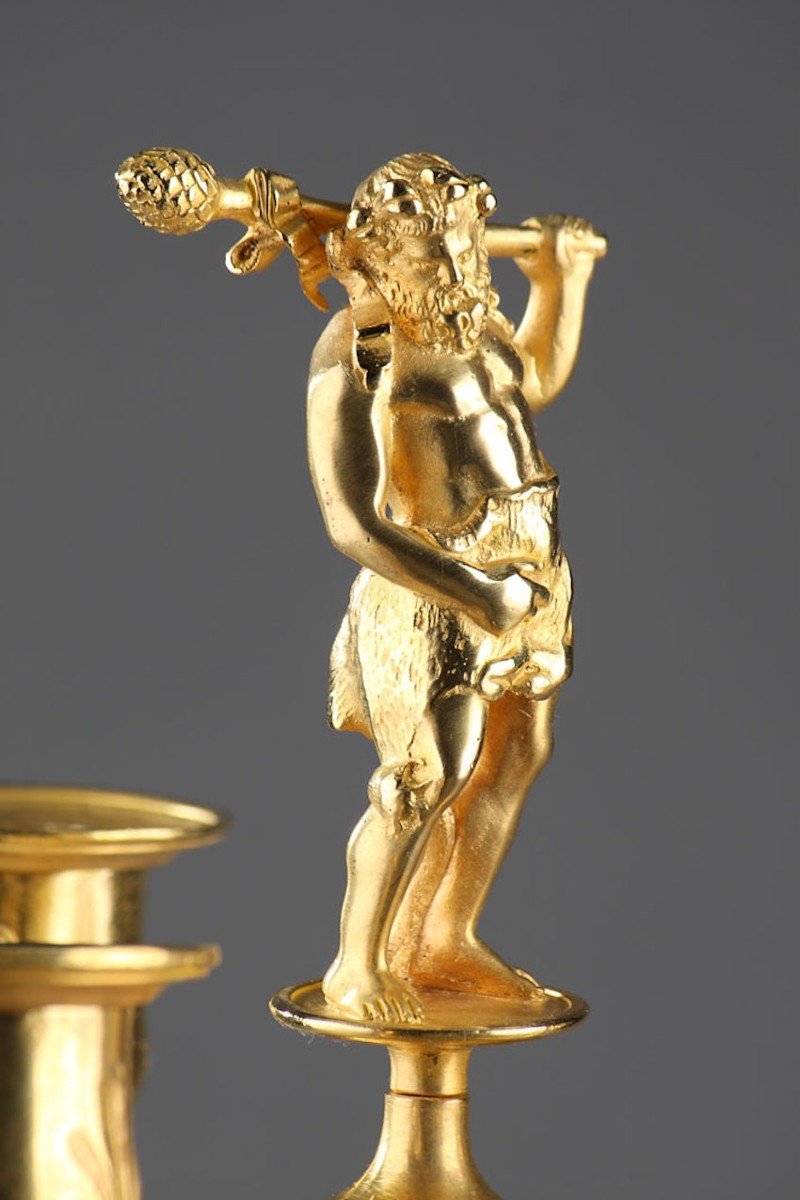 Candlesticks Naturalist Candlesticks In Gilt Bronze In The Taste Of Auguste Cain-photo-2