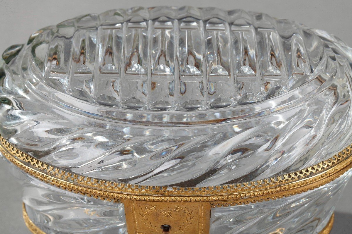 Coffret À Bijoux En Cristal Taillé Et Bronze Doré d'époque Charles X-photo-6