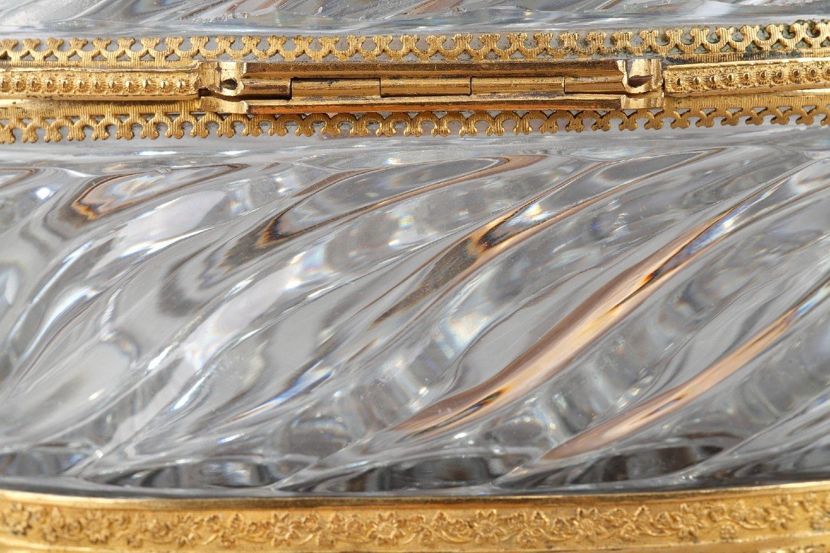 Coffret À Bijoux En Cristal Taillé Et Bronze Doré d'époque Charles X-photo-7