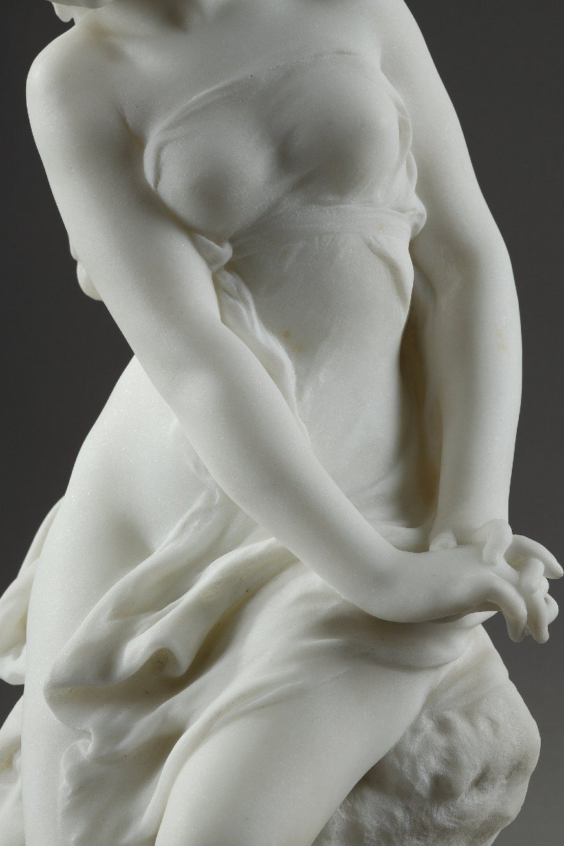 Groupe En Marbre De Vénus Et Cupidon De Mathurin Moreau (1822-1912)-photo-6