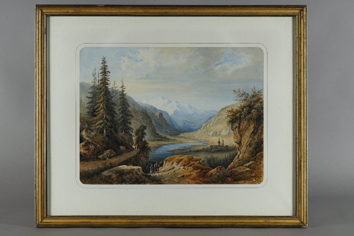 Deux Aquarelles En Pendant Signées De François-jules Collignon (1811-1846). -photo-2