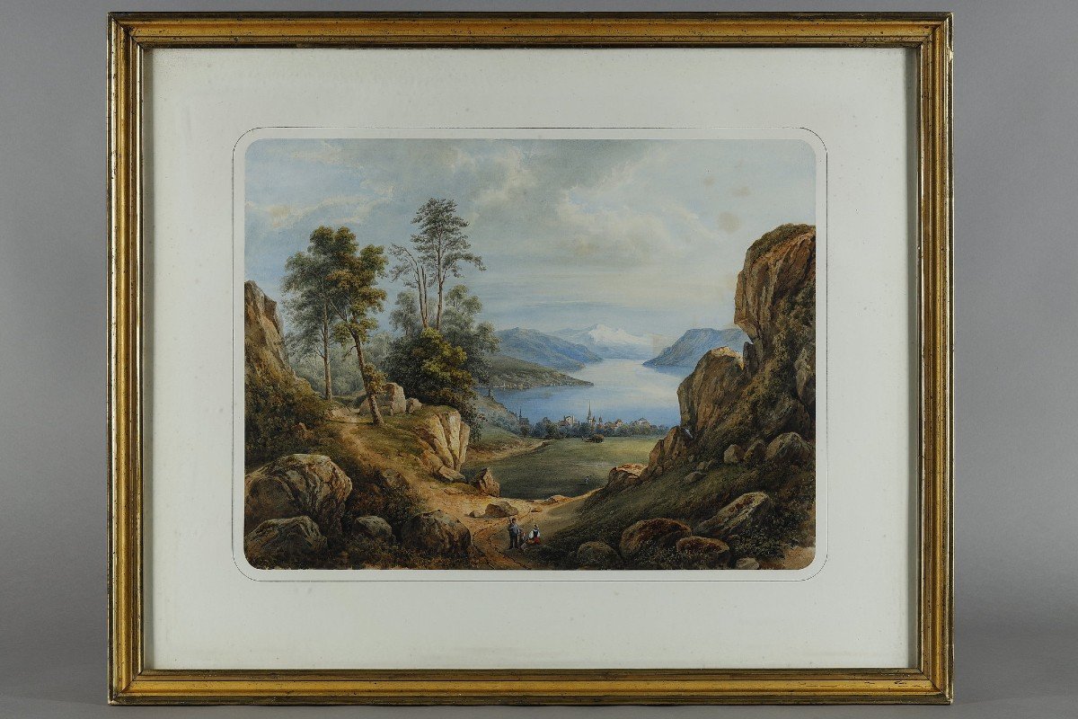 Deux Aquarelles En Pendant Signées De François-jules Collignon (1811-1846). -photo-3