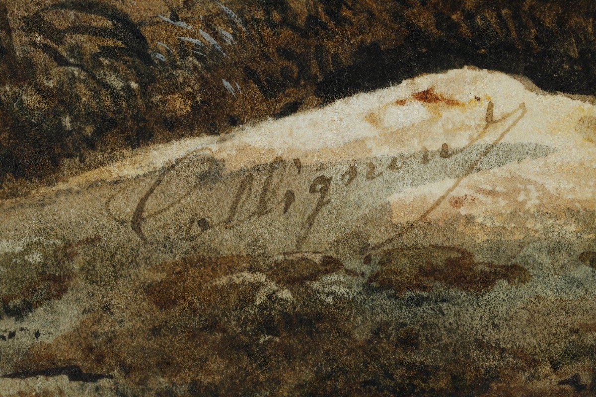Deux Aquarelles En Pendant Signées De François-jules Collignon (1811-1846). -photo-4