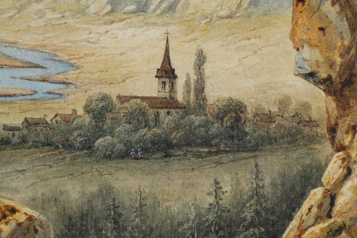 Two Pendant Watercolors Signed By François-jules Collignon (1811-1846). -photo-4