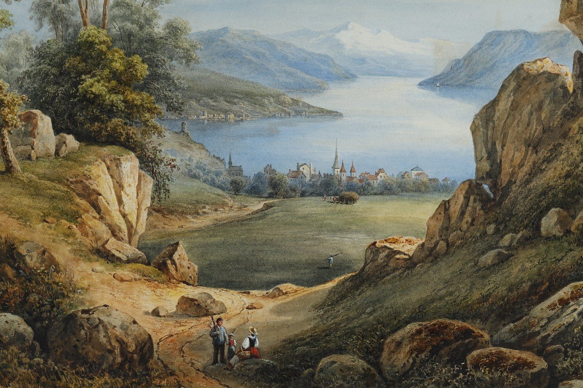 Deux Aquarelles En Pendant Signées De François-jules Collignon (1811-1846). -photo-6