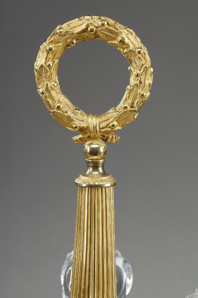 Service à Liqueur d'époque Charles X En Bronze Doré Et Cristal Taillé-photo-6