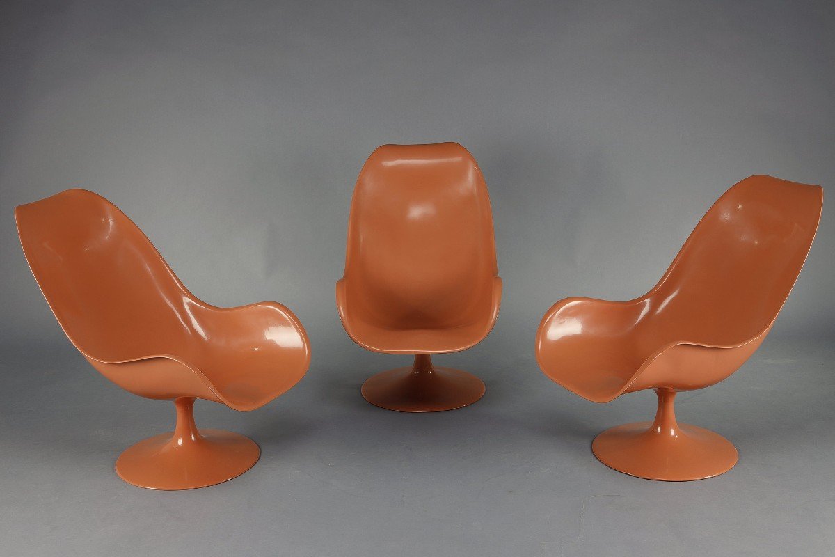 Ensemble De Salon Des Années 1970 : Chaises Tulipes Et Table Basse-photo-4
