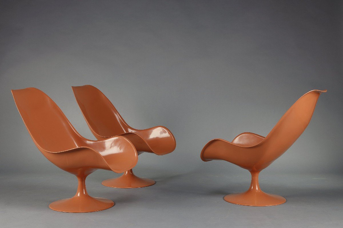 Ensemble De Salon Des Années 1970 : Chaises Tulipes Et Table Basse-photo-2