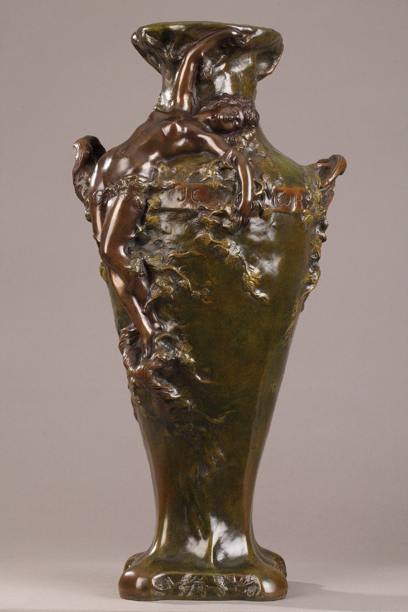 Grand Vase En Bronze à Deux Patines De Marcel Debut (1865-1933)-photo-2