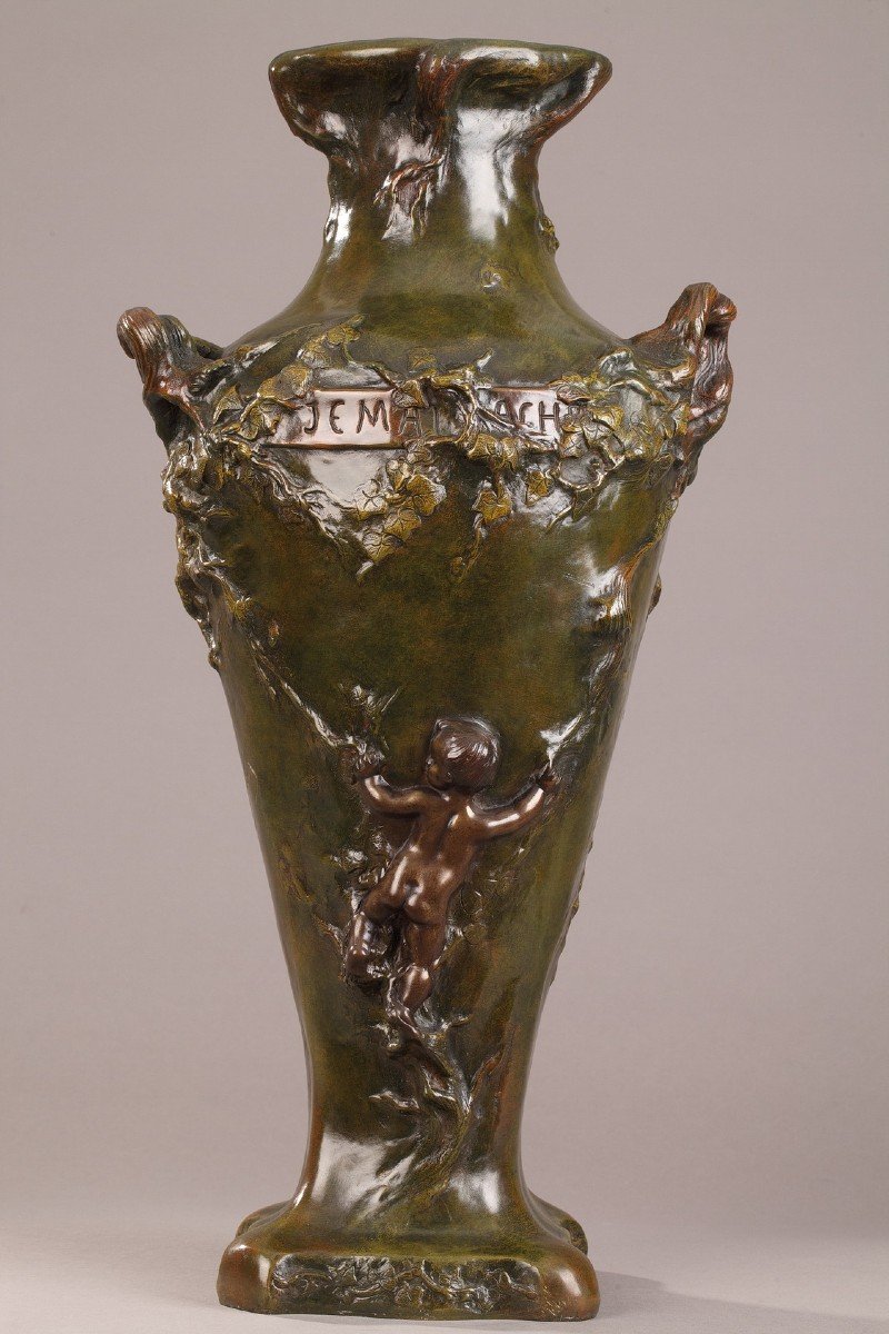 Grand Vase En Bronze à Deux Patines De Marcel Debut (1865-1933)-photo-3