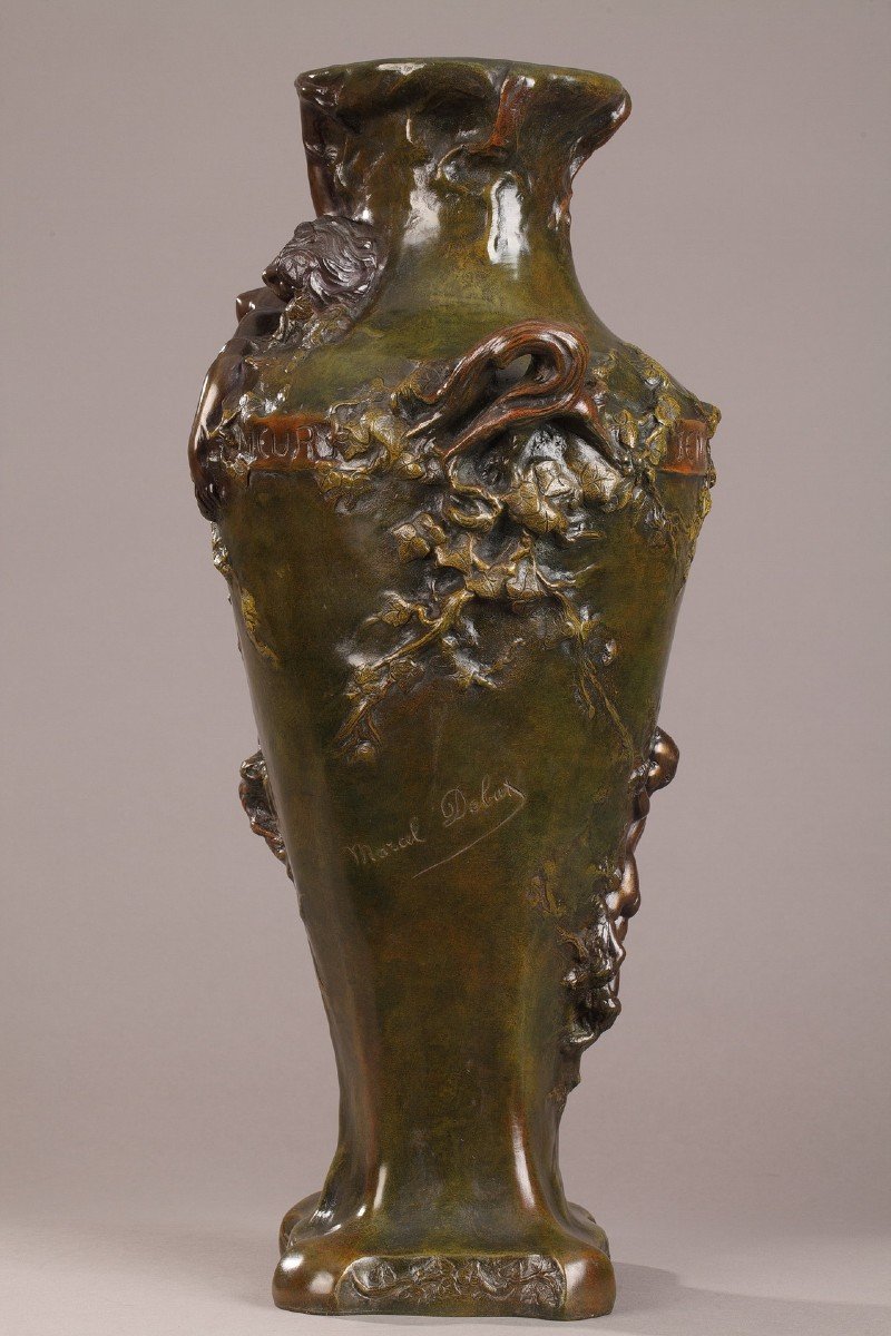 Grand Vase En Bronze à Deux Patines De Marcel Debut (1865-1933)-photo-4
