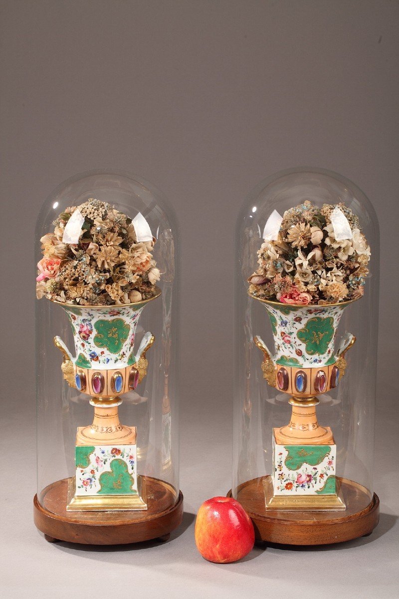 Medici Porcelain Vases From The Louis-philippe Period-photo-3