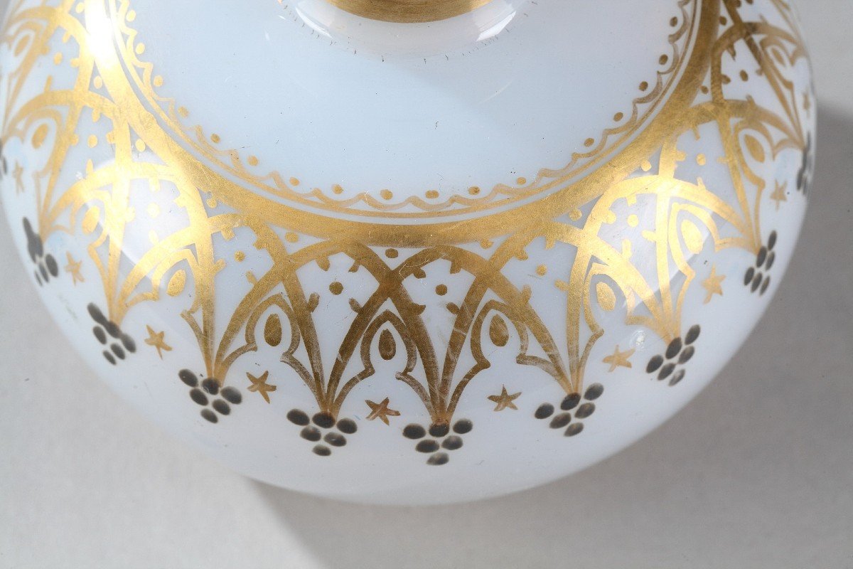 Pair Of Opaline Bottles With Neo-gothic Decor-photo-4