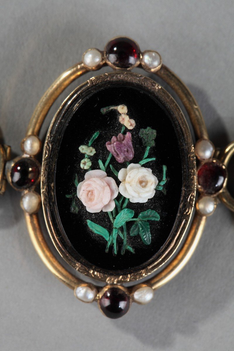 Vermeil Bracelet Decorated With Micro-mosaic Medallions-photo-2