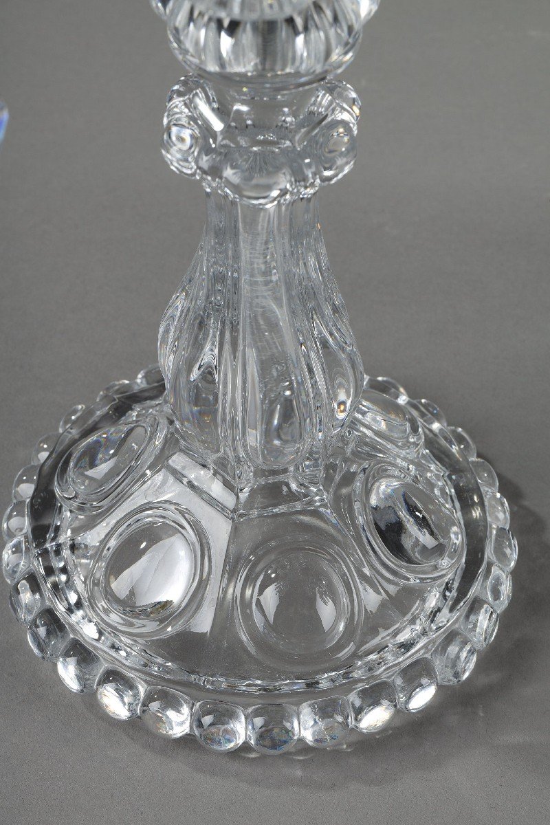 Paire De Girandoles Baccarat  En Cristal à Quatre Bras De Lumière-photo-7