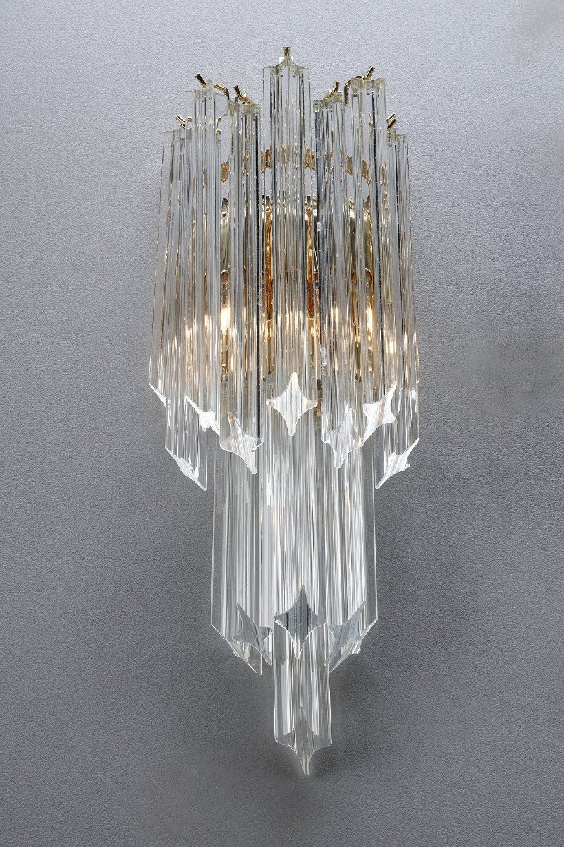 Paire d'Appliques Avec Des Verres De Murano Quadrièdres-photo-6