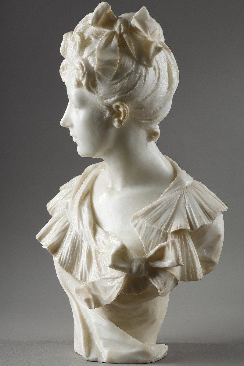 Buste De Femme En Marbre, Henri Emile Allouard (1844-1929)-photo-2