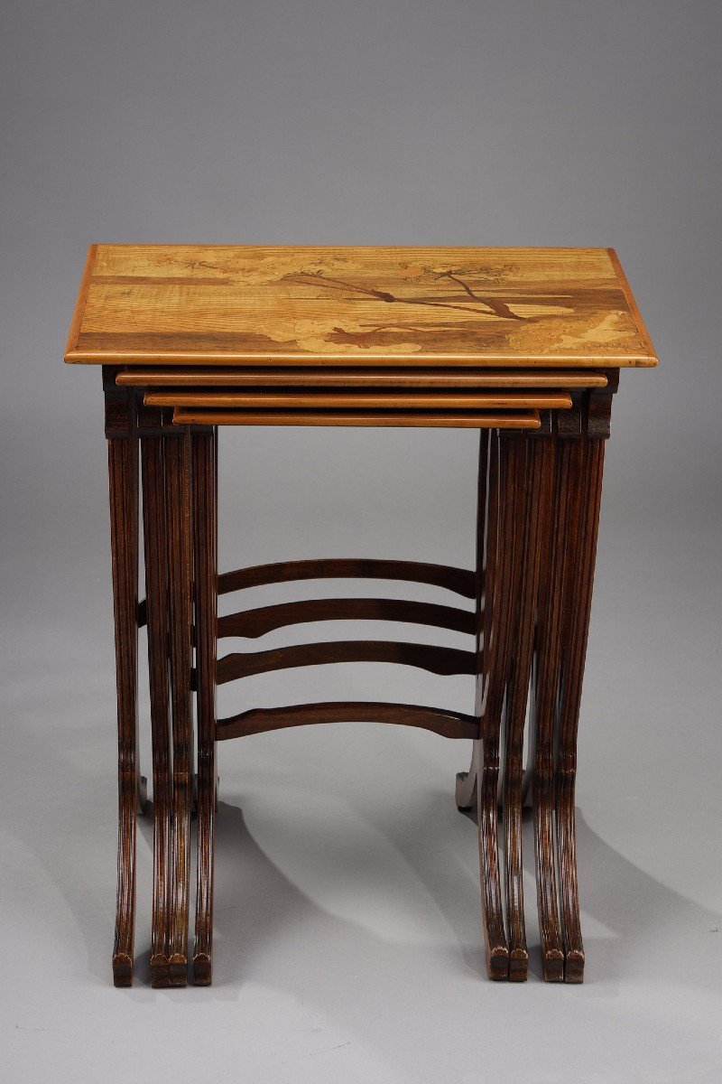 Set Of 4 Nesting Tables Signed Gallé-photo-4